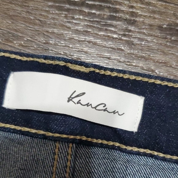 KanCan Blue Flare Wide Leg Jeans with Gold Contrast Stitching - Picture 2 of 9